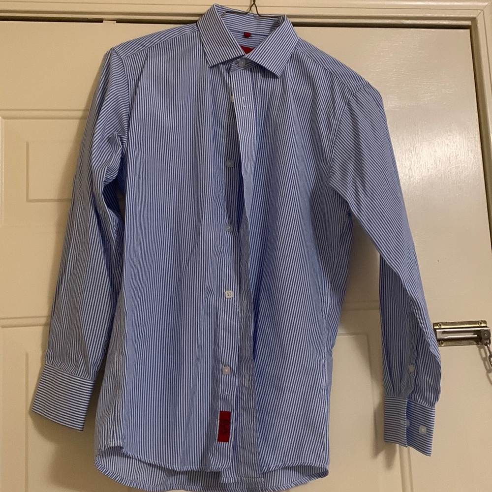 Elie Balleh boys Blue pinstripe shirt